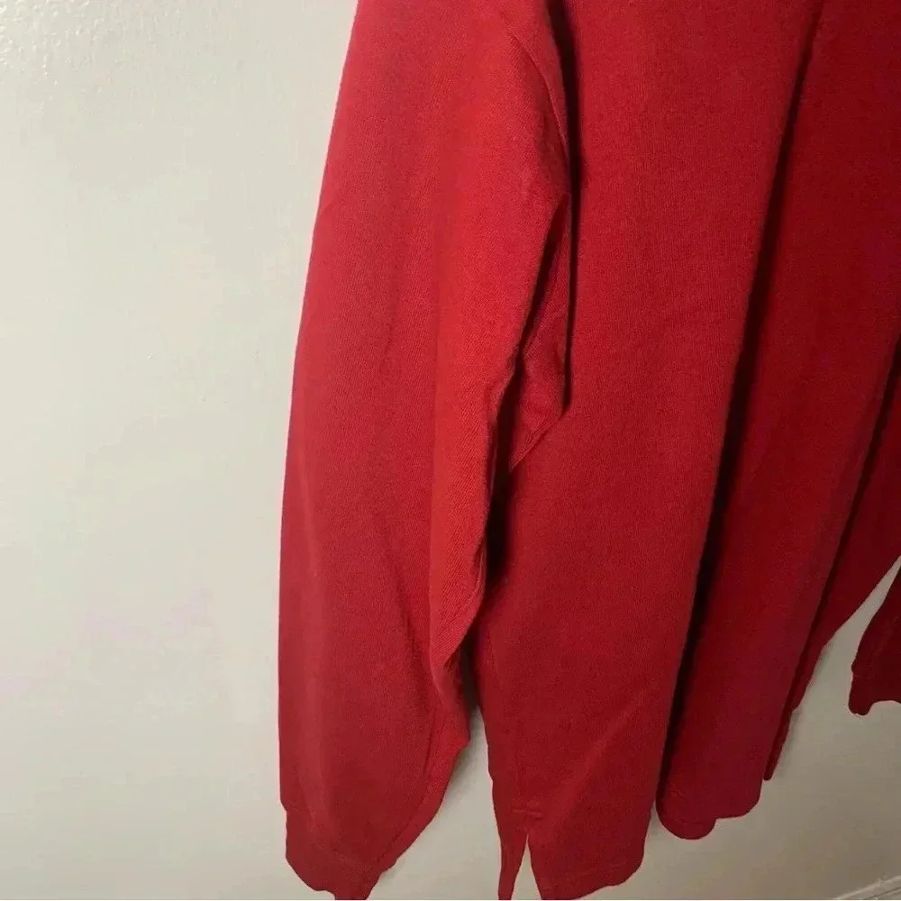 Men’s Ralph Lauren Polo Turtleneck Bear Sweater - 100% Cotton - Red Size Large - Picture 3 of 8